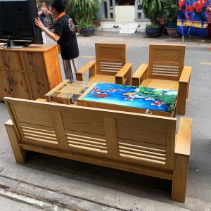 Bộ Bàn Ghế Salon Gỗ Tự Nhiên 5 Món Cũ