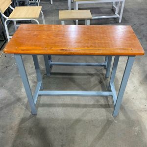 Bộ Bàn Học Chân Sắt 90cm Mặt Gỗ Cũ