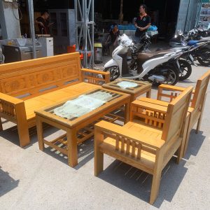 Bộ Salon Gỗ Tự Nhiên 5 Món Cổ Điển Cũ