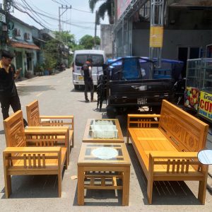 Bộ Salon Gỗ Tự Nhiên 5 Món Cổ Điển Cũ