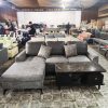 Bộ Sofa Góc L Màu Xám Kèm Bàn Mặt Vân Đá Mới 99%