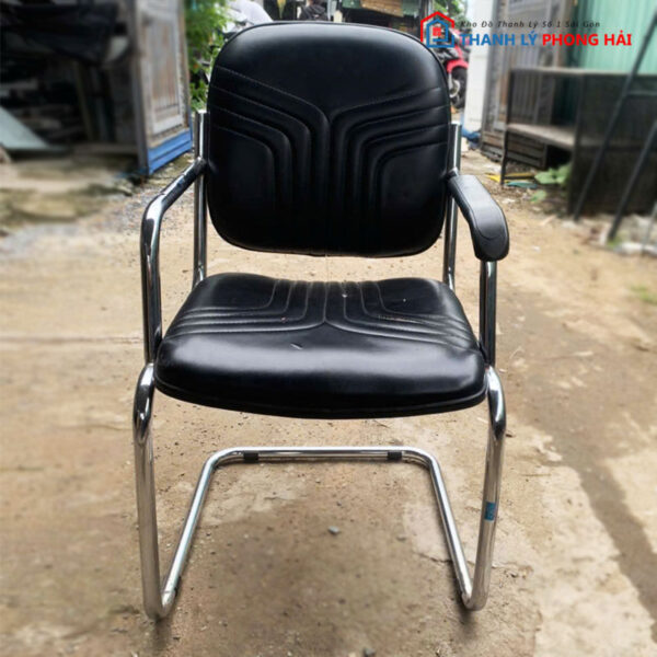 Ghế Chân Quỳ Cũ Inox Bọc Da Màu Đen
