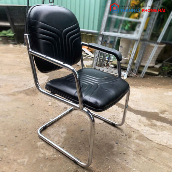 Ghế Chân Quỳ Cũ Inox Bọc Da Màu Đen