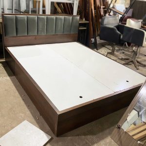 Giường Gỗ MDF 1m6 Có Ốp Mút Bọc Da Đầu Giường Cũ