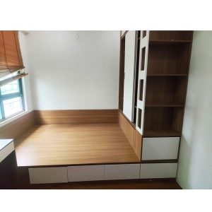 Giường Liền Tủ Gỗ MDF Cửa Lùa Kèm Kệ Trưng Bày Cũ