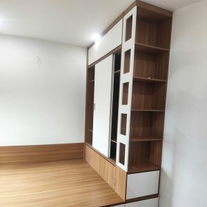 Giường Liền Tủ Gỗ MDF Cửa Lùa Kèm Kệ Trưng Bày Cũ
