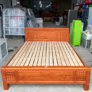 Giường Ngủ Gỗ Tự Nhiên 1m6 Chạm Khắc Sắc Nét Cũ