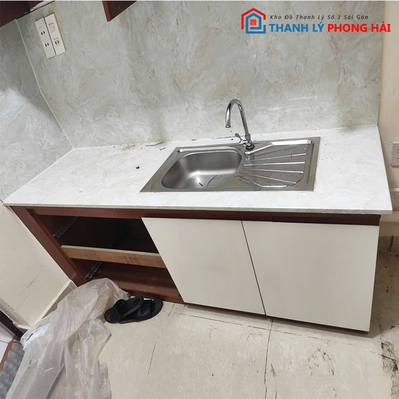 he-tu-bep-tren-duoi-go-mdf-cu-1 Hệ Tủ Bếp Trên Dưới Gỗ MDF Cũ
