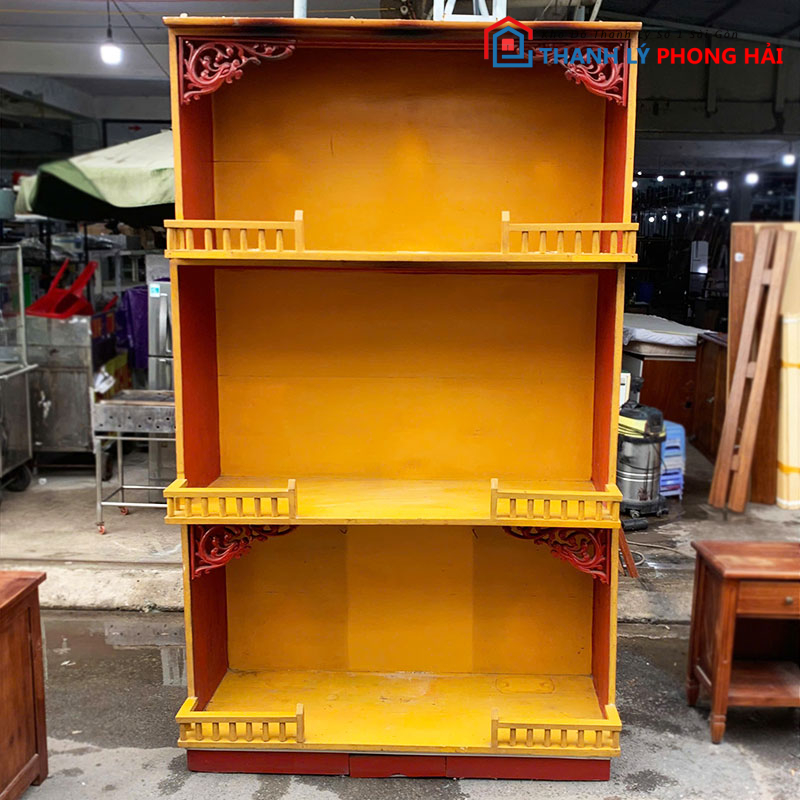 ke-tho-3-tang-bang-go-cu-3 Kệ Thờ 3 Tầng Bằng Gỗ Cũ