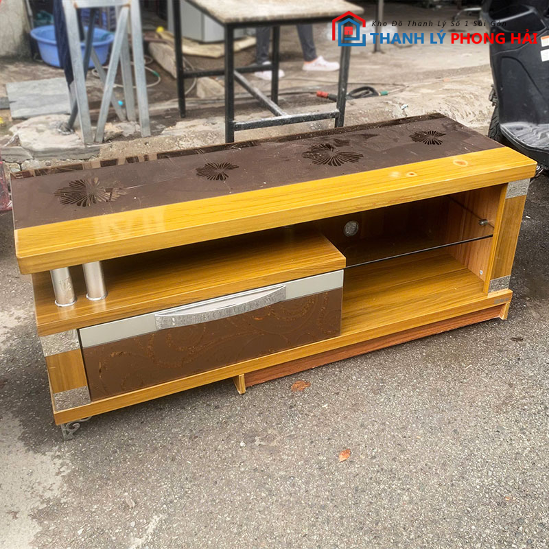 ke-tivi-go-mdf-1m2-kem-mat-kinh-cu-1 Kệ Tivi Gỗ MDF 1m2 Kèm Mặt Kính Cũ