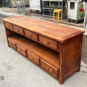 Kệ Tivi Gỗ Tự Nhiên 1m7 Kèm 8 Ngăn Kéo Cũ