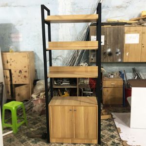 Kệ Trưng Bày 80cm Khung Sắt Gỗ MDF Cũ