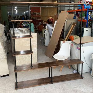 Kệ Trưng Bày Decor 1m8 Khung Sắt Mặt Gỗ Cũ