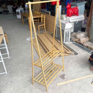 Sào Treo Đồ Gỗ Tự Nhiên Có 2 Kệ Cũ