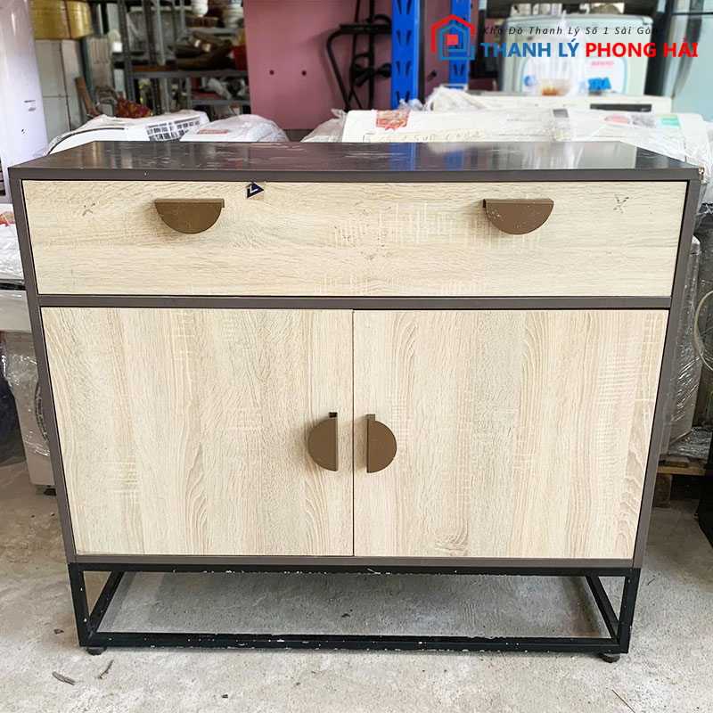 tu-dung-do-1m-khung-sat-mat-go-1 Tủ Đựng Đồ 1m Khung Sắt Mặt Gỗ MDF Cũ