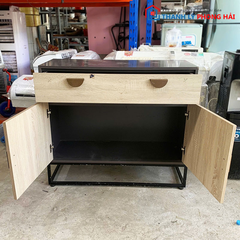 tu-dung-do-1m-khung-sat-mat-go-2 Tủ Đựng Đồ 1m Khung Sắt Mặt Gỗ MDF Cũ