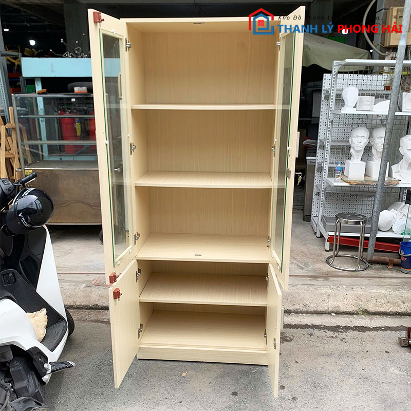 tu-ho-so-go-2-canh-kinh-80cm-cu-2 Tủ Hồ Sơ Gỗ 2 Cánh Kính 80cm Cũ