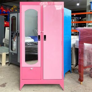 Tủ Quần Áo 2 Cánh Bằng Sắt Kèm Gương Mới 99% (Nhiều Màu)