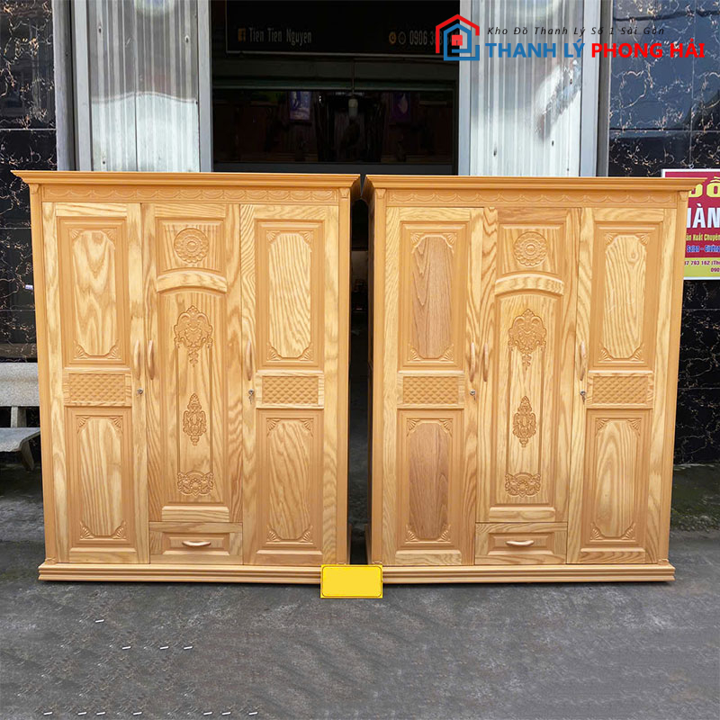 tu-quan-ao-3-canh-phu-soi-1 Tủ Quần Áo 3 Cánh Phủ Sồi Mới 99% (Nhiều Mẫu)