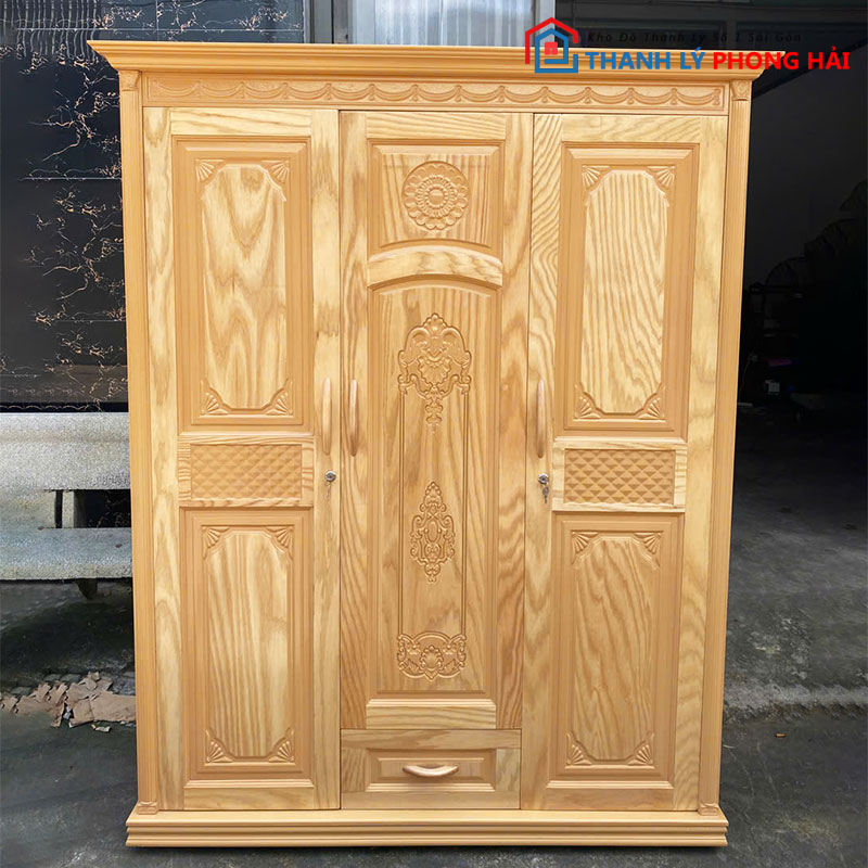 tu-quan-ao-3-canh-phu-soi-2 Tủ Quần Áo 3 Cánh Phủ Sồi Mới 99% (Nhiều Mẫu)