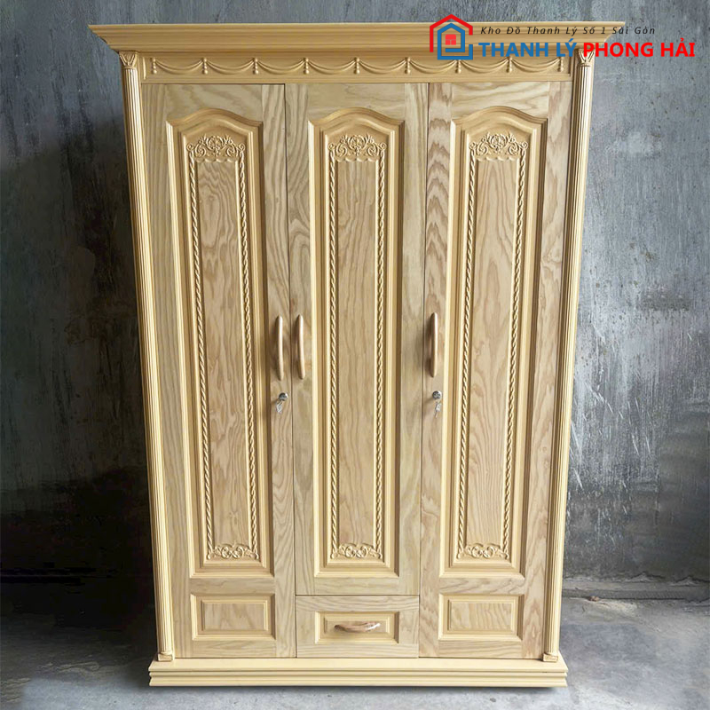tu-quan-ao-3-canh-phu-soi-4 Tủ Quần Áo 3 Cánh Phủ Sồi Mới 99% (Nhiều Mẫu)