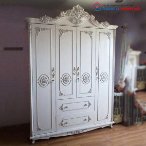 Tủ Quần Áo 4 Cánh Hoàng Gia Phong Cách Châu Âu Cũ