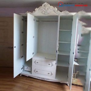 Tủ Quần Áo 4 Cánh Hoàng Gia Phong Cách Châu Âu Cũ
