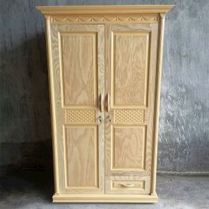 Tủ Quần Áo Phủ Sồi 2 Cánh Chạm Khắc Cổ Điển Mới 99%