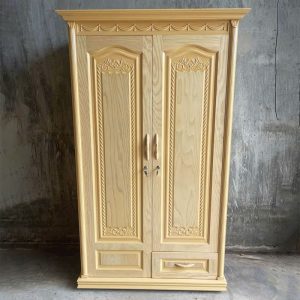 Tủ Quần Áo Phủ Sồi 2 Cánh Chạm Khắc Cổ Điển Mới 99%