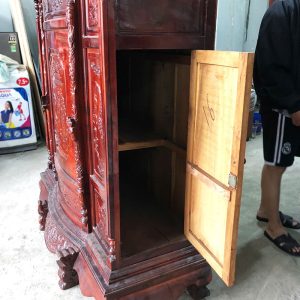 Tủ Thờ Gỗ Tự Nhiên 1m44 Chạm Phúc Lộc Thọ Cũ