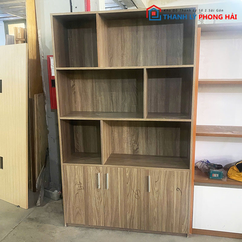 tu-trung-bay-kem-ke-go-mdf-1m2-cu-1 Tủ Trưng Bày Kèm Kệ Gỗ MDF 1m2 Cũ