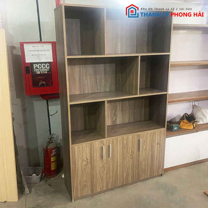 tu-trung-bay-kem-ke-go-mdf-1m2-cu-2 Tủ Trưng Bày Kèm Kệ Gỗ MDF 1m2 Cũ