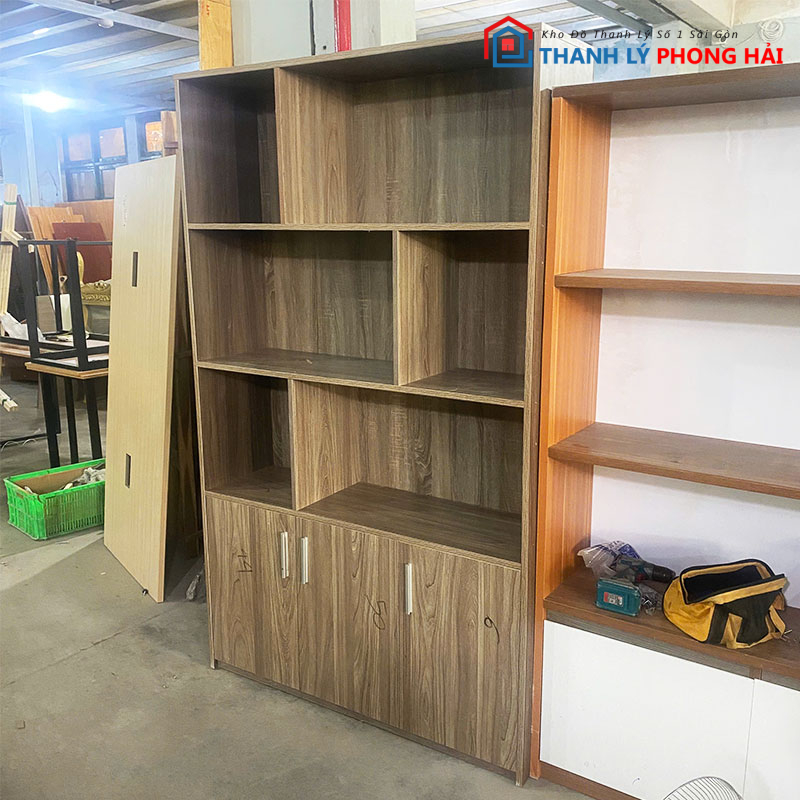 tu-trung-bay-kem-ke-go-mdf-1m2-cu-3 Tủ Trưng Bày Kèm Kệ Gỗ MDF 1m2 Cũ