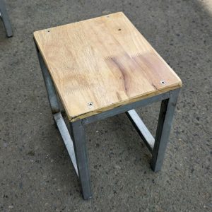 Bộ Bàn Ăn 50cm Mặt Gỗ Chân Sắt Chữ U Cũ