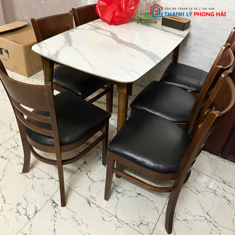 bo-ban-an-6-ghe-mat-da-cu-2 Bộ Bàn Ăn 6 Ghế Mặt Đá Cũ