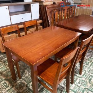 Bộ Bàn Ăn Gỗ 4 Ghế Đơn Giản Mới 99%