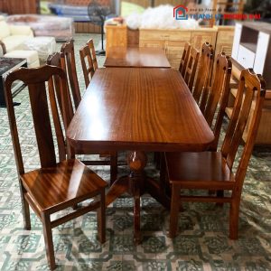 Bộ Bàn Ăn Gỗ Tự Nhiên Kèm 8 Ghế Kiểu Vuông Mới 99%