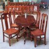 Bộ Bàn Ăn Oval Kèm 6 Ghế Gỗ Tự Nhiên Mới 99%