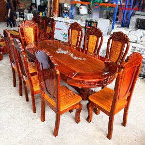 Thanh Lý Bộ Bàn Ăn Tràm Cẩn 8 Ghế Mới 99%