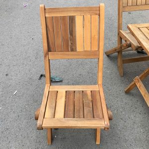 Bộ Bàn Ghế Cafe Gấp Gọn Gỗ Tự Nhiên Cũ