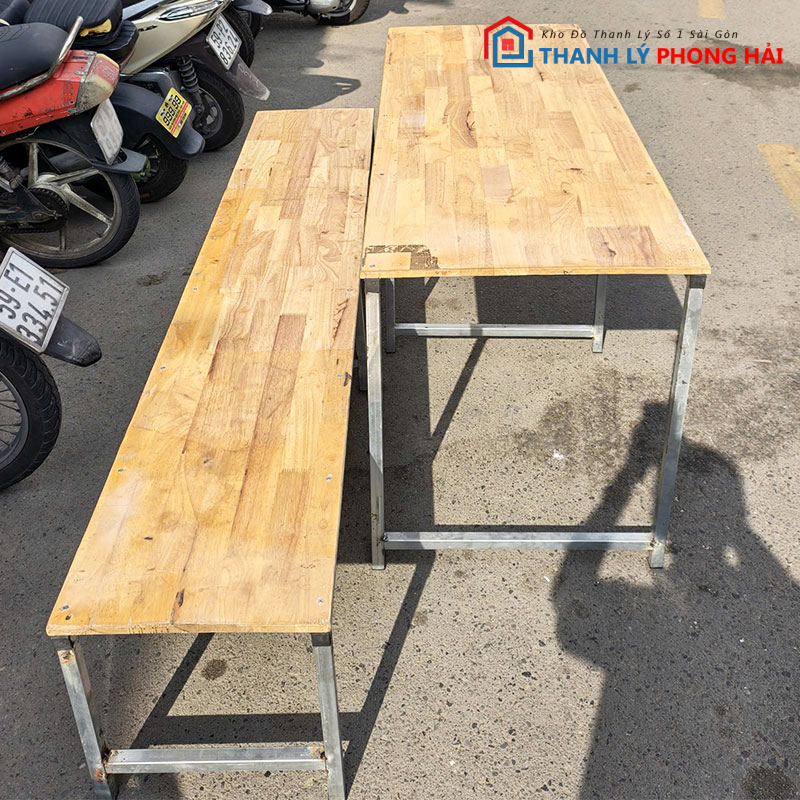 bo-ban-ghe-hoc-sinh-1m6-1 Bộ Bàn Ghế Học Sinh 1m6 Chân Sắt Mặt Gỗ Ghép Cũ