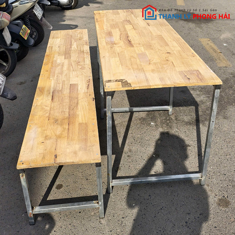 bo-ban-ghe-hoc-sinh-1m6-2 Bộ Bàn Ghế Học Sinh 1m6 Chân Sắt Mặt Gỗ Ghép Cũ