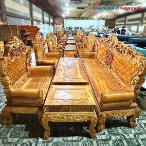 Bộ Salon Gỗ Xà Cừ Hoàng Gia Đẳng Cấp Mới 99%