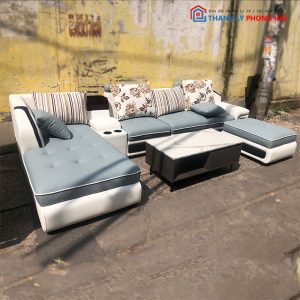 Bộ Sofa 3m Góc L Bọc Da Kèm Bàn Trà Cũ