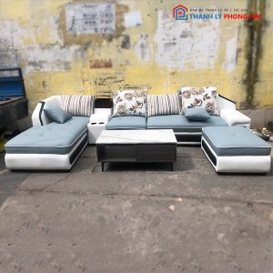 Bộ Sofa 3m Góc L Bọc Da Kèm Bàn Trà Cũ