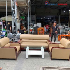 Bộ Sofa 5 Món Bọc Da Kèm Bàn Cũ