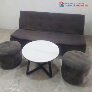 Bộ Sofa Bed Kèm 2 Đôn Và Bàn Trà Cũ
