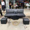 Bộ Sofa Bed Kèm Bàn Kim Cương Mặt Kính Đen Cũ