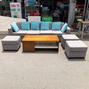 Bộ Sofa Bọc Nỉ 2m5 Kèm Bàn Trà Cũ