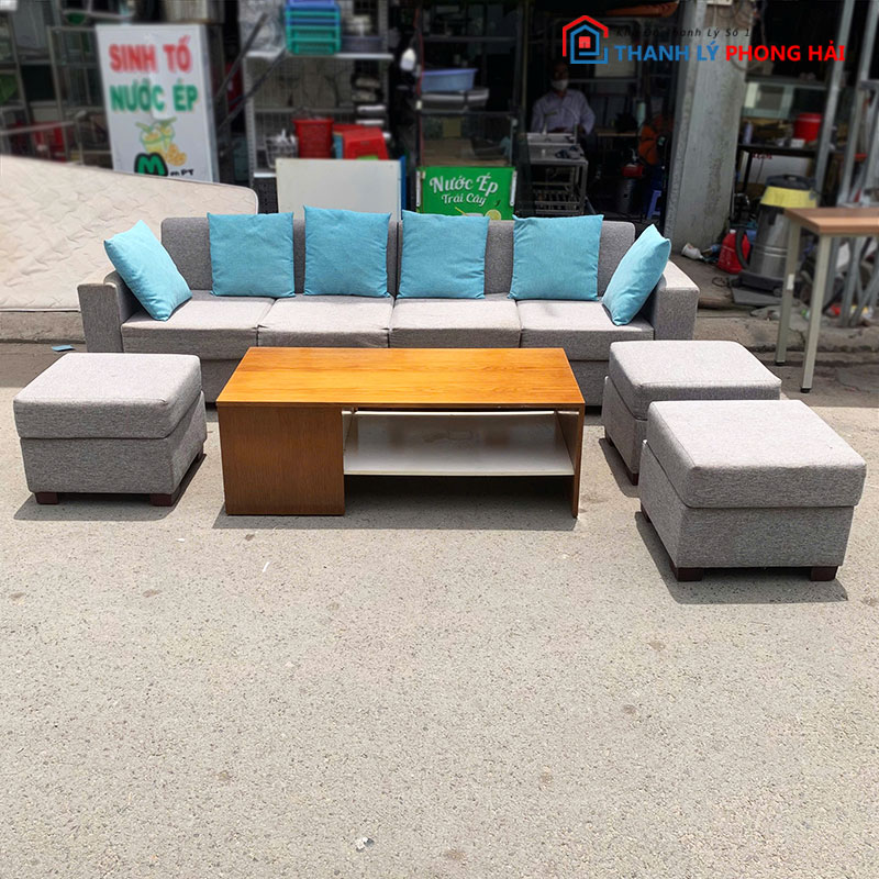 bo-sofa-boc-ni-2m5-kem-ban-tra-cu-1 Bộ Sofa Bọc Nỉ 2m5 Kèm Bàn Trà Cũ